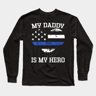 Thin Blue Line Heart Flag Police Officer Support Long Sleeve T-Shirt